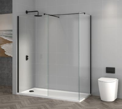TAILORED T18 800mm ORCA MATT BLACK WETROOM PANEL, 7025 TAILORED T18 800mm ORCA MATT BLACK WETROOM PANEL, 7025